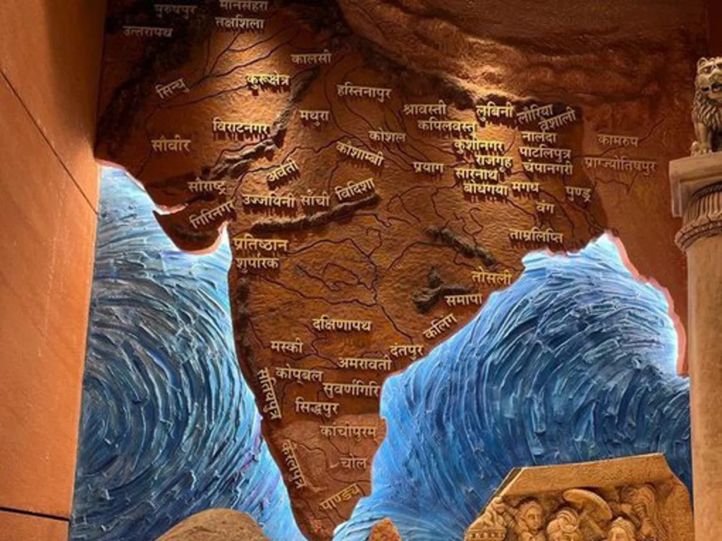 Ancient Akhand Bharat Map in Indian Parliament with Region Names